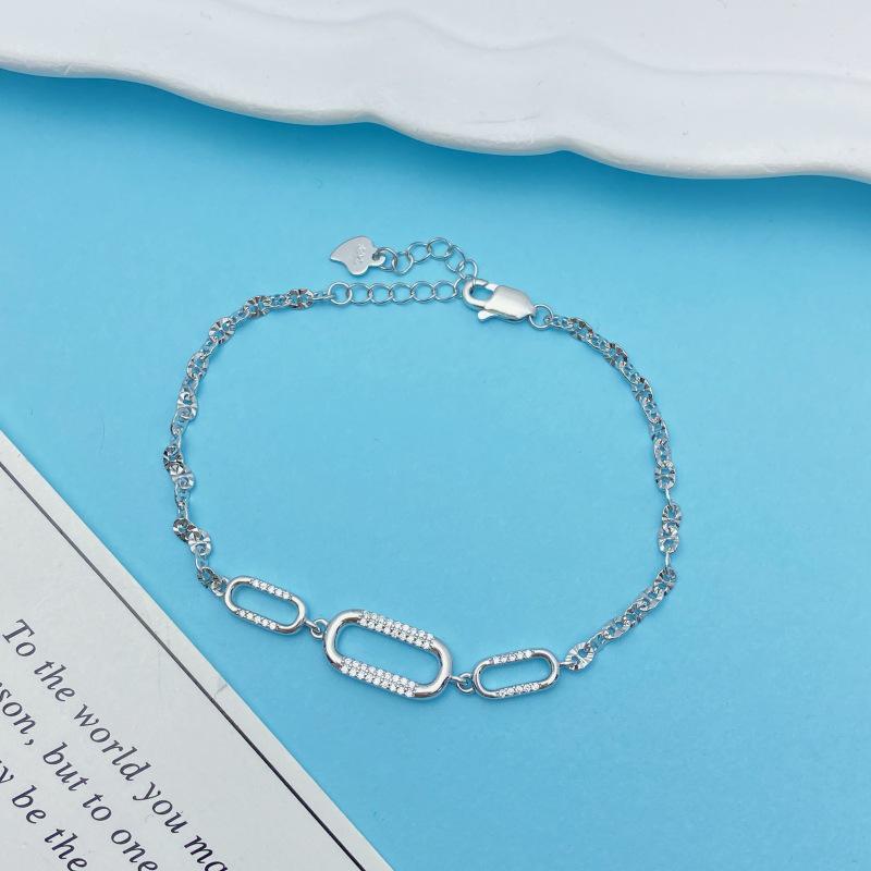 S925 Sterling Silver Geometric Buckle Bracelet S925 Silver