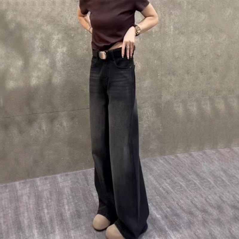 Autumn Winter High Waist Vintage Wide Leg Denim Pants Women Loose Casual All-match Straight Jeans Trousers