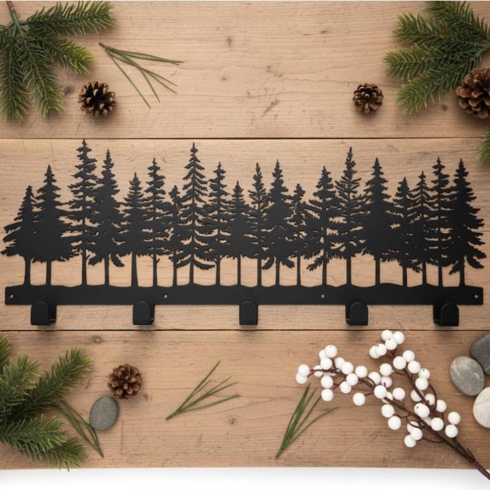Metal Tree Wall Hook, 5-Branch Coat Rack, Forest Lodge Entryway Organizer, Nature Inspired Rustic Decor