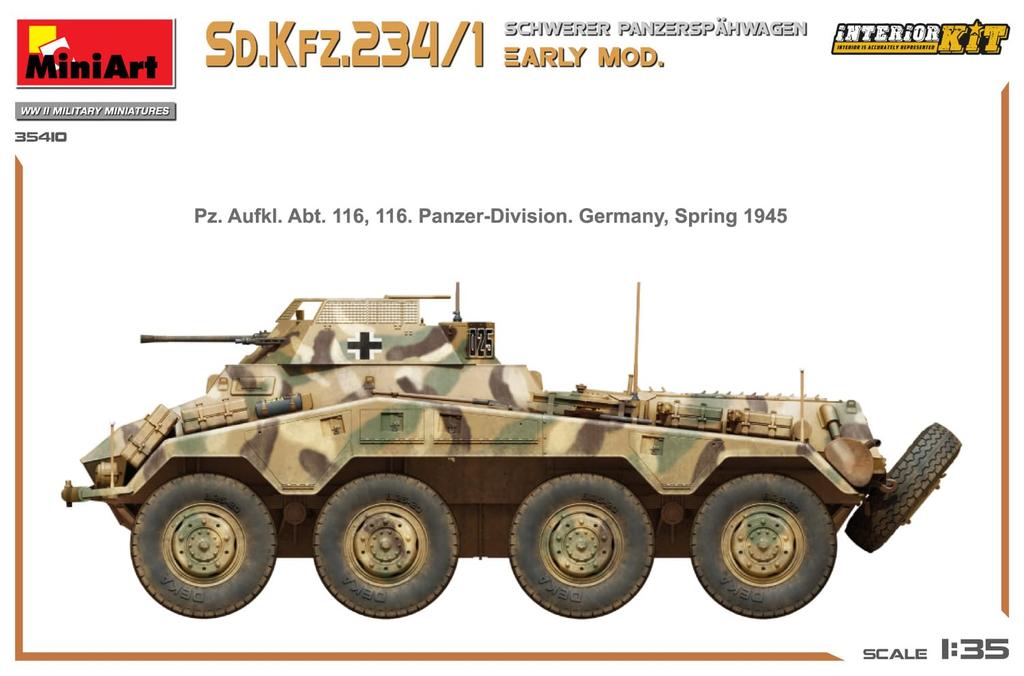Miniart Germany Heavy Armored Personnel Carrier Early Model Interior Kit Plastic Model MA35410 1/35 Sd.Kfz.234/1