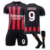 AC Milan 2022, 23 Home Football Kit Set: No. 9 Giroud Boys’/Children’s Fan Training Kit