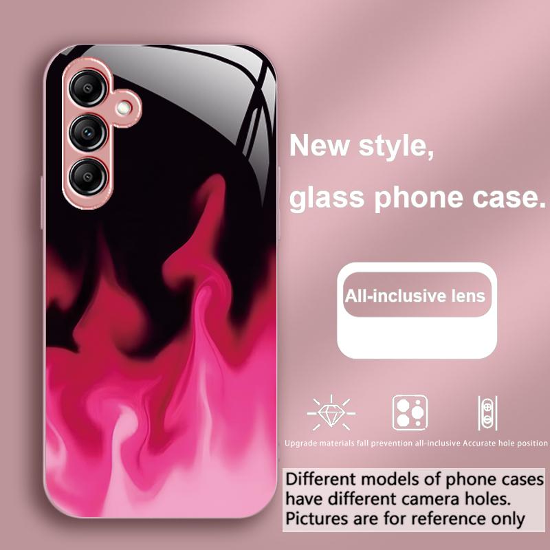 Simple Green Flame For Samsung Galaxy A01 A02 A03 Core A04 A14 4G A13 54 34 31 20 25 23 22 5G S21 Ultra S20 Glass Phone Case