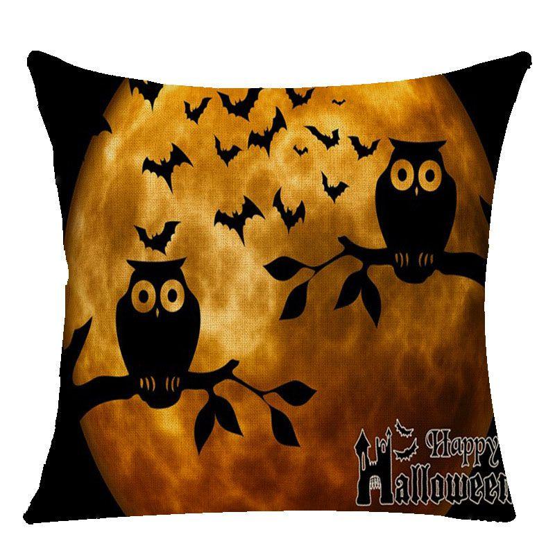 Cotton Linen Halloween Sofa Decor Cushion Cover With Stylish Pumpkin Design