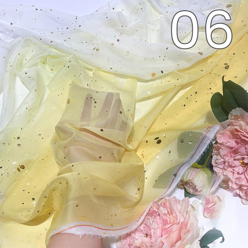 1/3/5M Rainbow Gradient Color Chiffon Fabric 30D Gradient Tulle Fabric For Diy Ancient Style Hanfu Wedding Dress Stage Garment