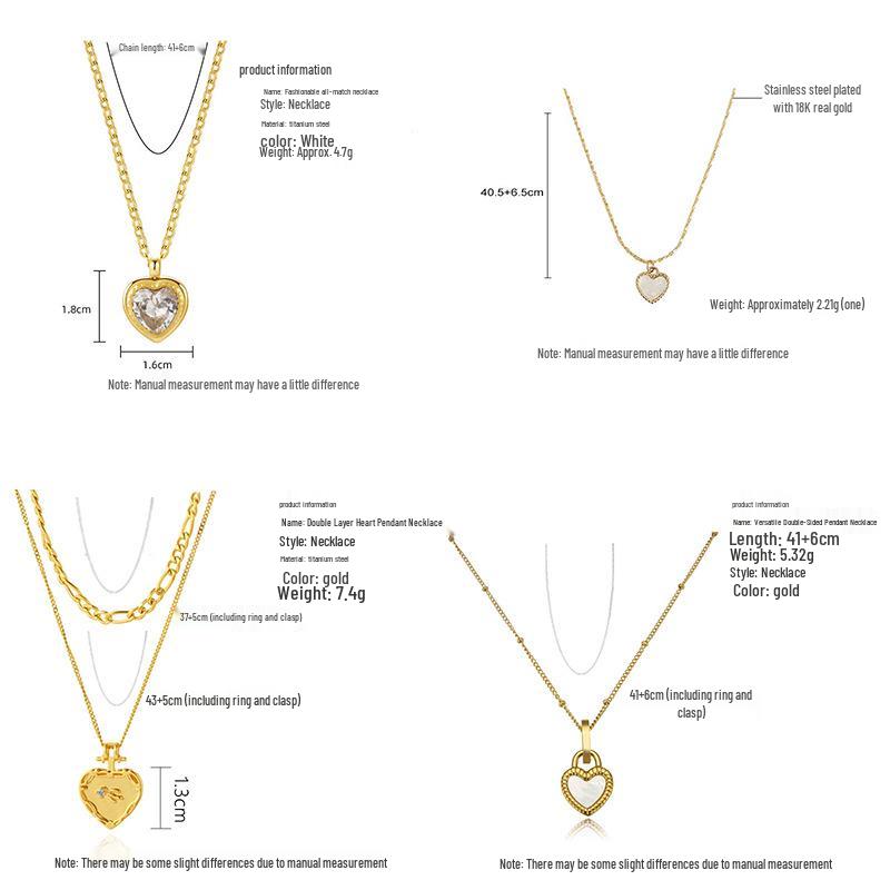 Heart Series 18K Gold-Plated Titanium Steel Necklace - Elegant, Colorfast, Simple & Chic Clavicle Chain