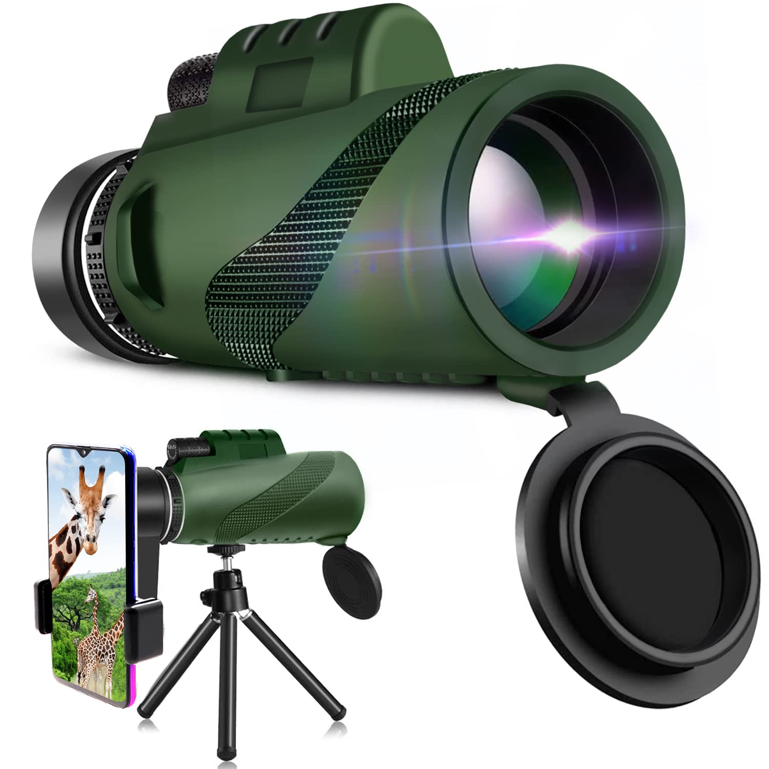 

Монокулярний телескоп NNBMNB 80X100 HD з високим пропусканням світла, телеоб єктив BAK4 з фіксованим штативом для музеїв, сумісний зі смартфонами, ширококутний, пилонепроникний