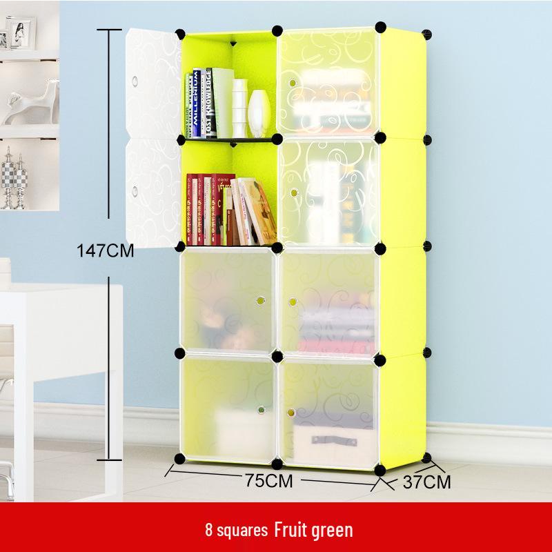 Modular Plastic Bookcase with Doors - Modern Simple Design