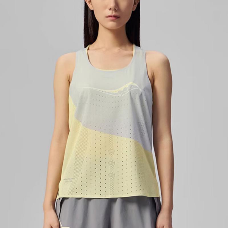 SAUCONY Minimalist Fashion Color Block Single Layer Tank Top Women Tops Transparent-Yellow SA1259TK01T-YL033