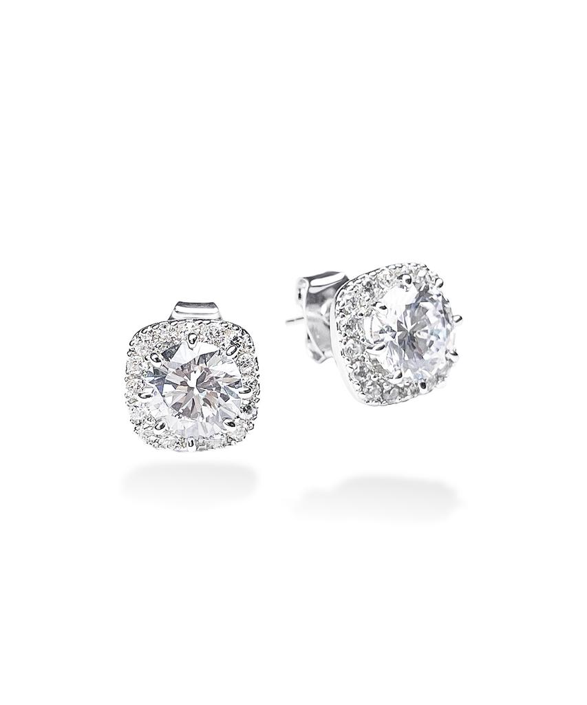 Raindrop Jewelry Raindrop Halo Set Solitaire Stud Earrings