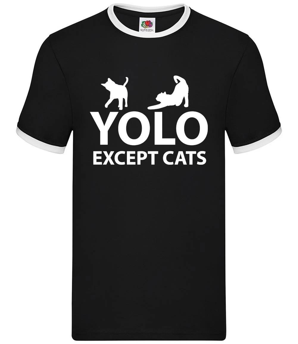 YOLO Except Cats - Mens Ringer - Cat Funny Love Pet Pets Lady Crazy XXXL