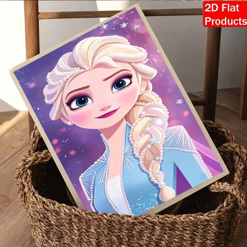 Disney DIY Pearl Art Painting Frozen Elsa Blue Pearl Dress Home Wall Decoration Pearl Gem Painting Pictures Crafts Home Decoration