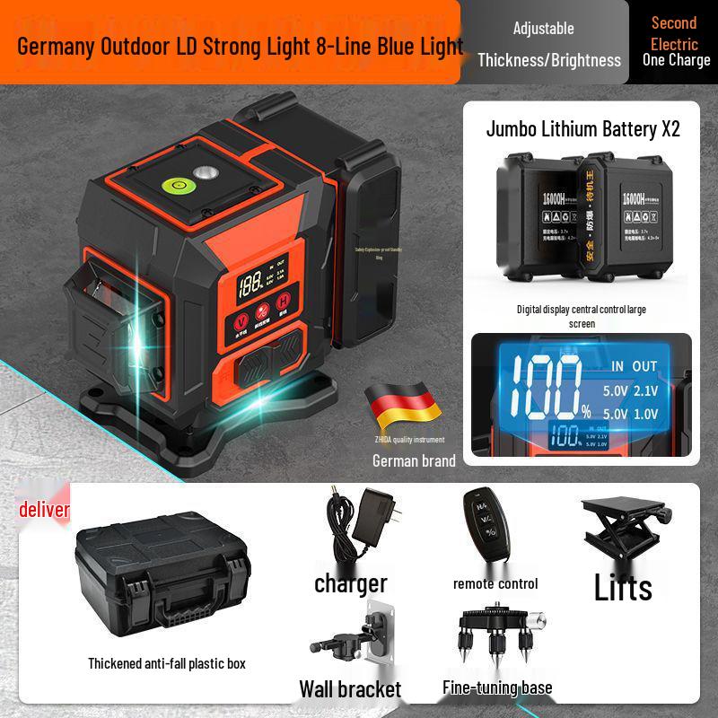 12-Line High Precision Green Infrared Level with Automatic Outdoor Wall Sticking and Self-Leveling