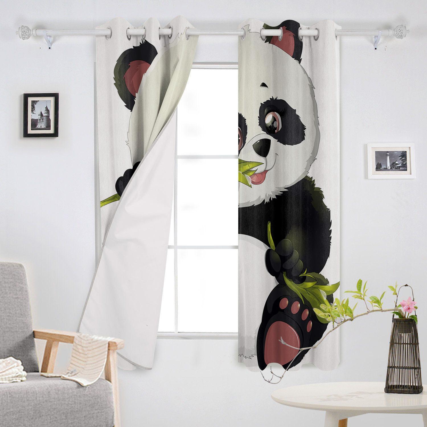 Симпатичные бамбуковые оконные шторы с изображением панды — фото 3