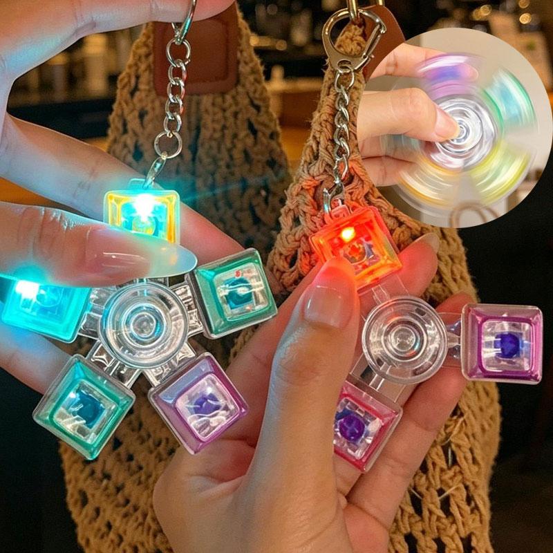 LED-beleuchtete Tastatur Fidget Spinner Schlüsselanhänger Klickbarer Knopf Stressabbau Tragbar Tasche Anti-Angst Erwachsener Schreibtisch