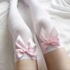 Big Pink Bowknot Lovely Thigh High Knee Sexy Stockings Girls Sweet Lace Over Knee Stockings Ladies Sexy Lingerie Stockings