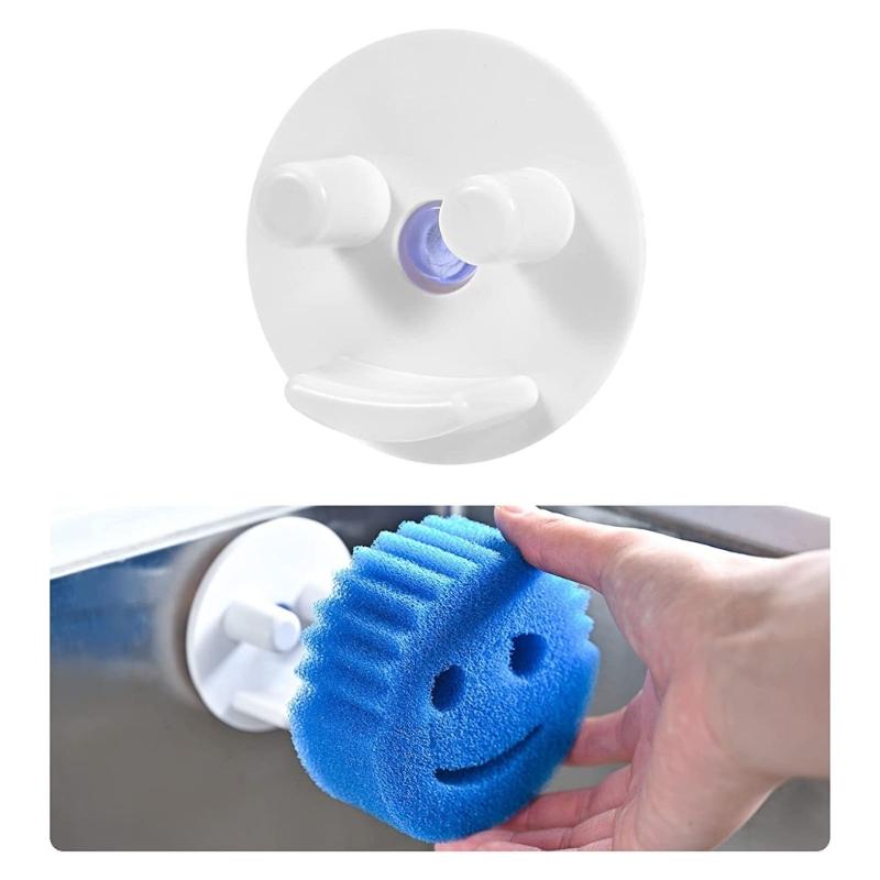 Suction Cup Sponge Holder Smile Sponges Organizer Rack for Bathroom Kitchen Silk