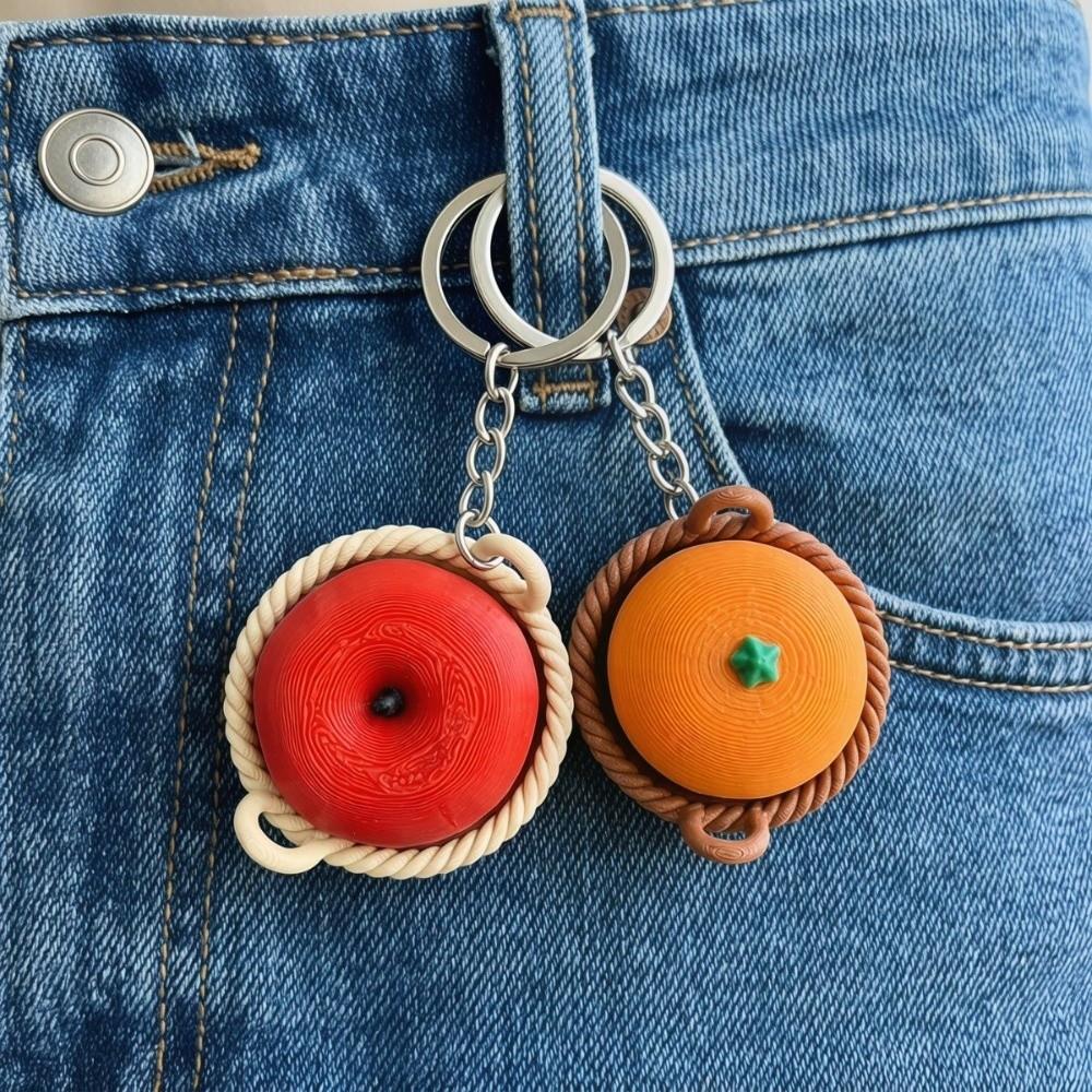 Simulation Finger Button Pendant Food Funny Calming Keychain  Children Adults