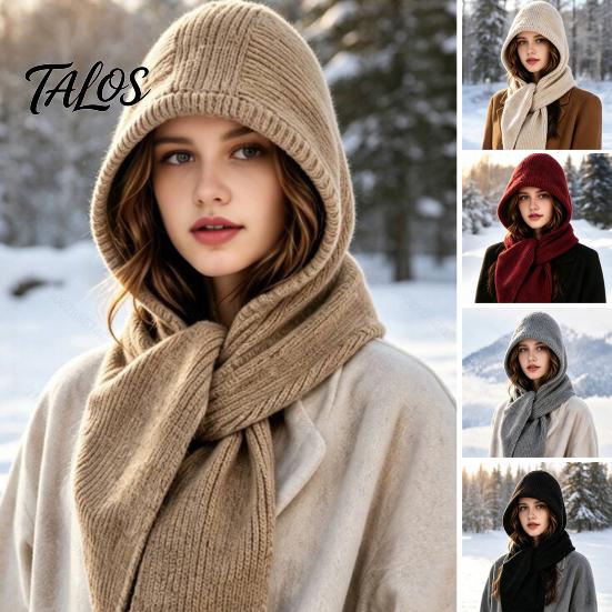 Unisex Winter Travel Cap Knitted Hooded Scarf, Beanies Hat with Cozy Functional Daily Wear Knit Neck Warmer for Cold Weather Shopping Commuting Casual