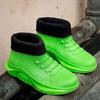 Foam Rain Shoes Men's Adult Fashion Short Rain Boots Non-slip Water Shoes Velvet Cotton Kitchen Short Rubber Shoes Fashion Women