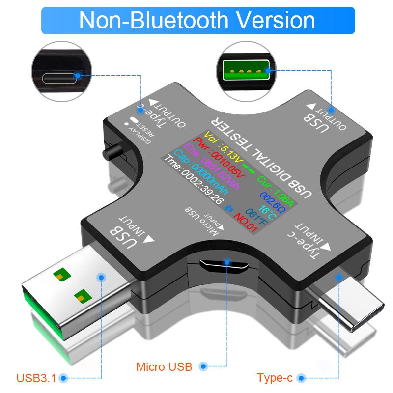UC96 USB Spenningstester Strømmåler Monitor Multifunksjonell Hurtiglading Strømdeteksjon Analyzer Testverktøy med APP