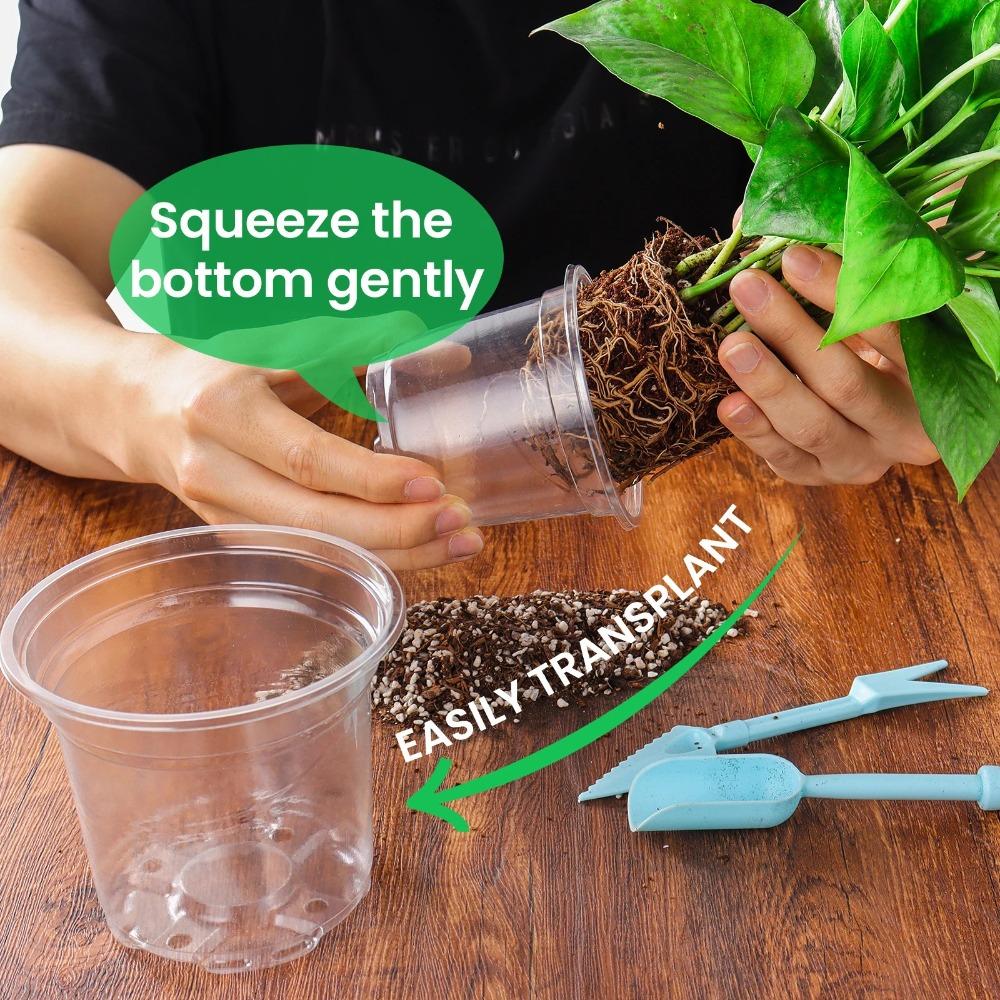 10pcs Thickened Plastic Planter Transparent Flower Plant Container Clear Nursery Pots Home Decor