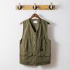 Spring Autumn Fishing Vest Solid Color Pockets Sleeveless V Neck Korean Style Loose Waistcoat for Outdoor
