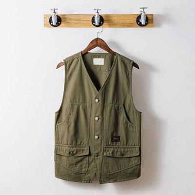 Vestă de pescuit de primăvară, toamnă, buzunare de culoare solidă, fără mâneci, cu decolteu în V, vestă largi în stil coreean pentru exterior