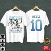 Lionel Messi Argentinien Nr. 10 Comic Kick Ball Grafik Baumwolle Unisex Fußballfan Kurzarm Street Tee