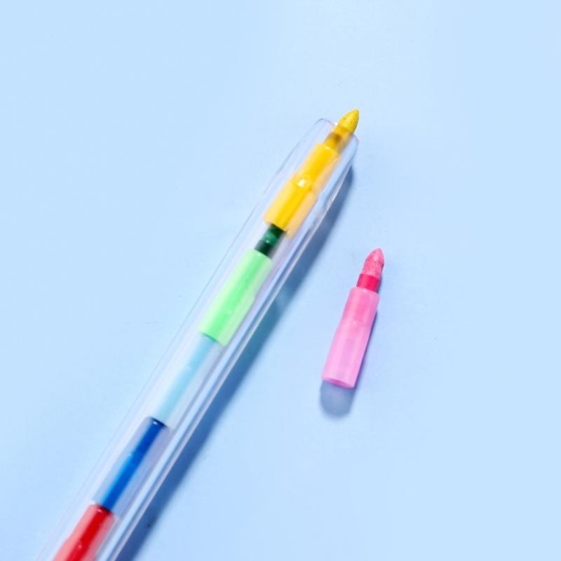 12Pcs Building Blocks Pen Crayon Building Blocks Crayon Oil Painting Drawing