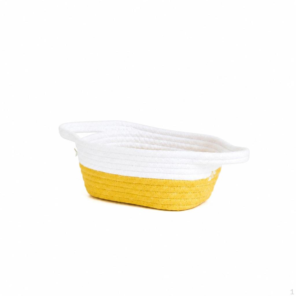 Rope Basket with Handles Handmade Storage Oval for Nursery, Closet, Shelves