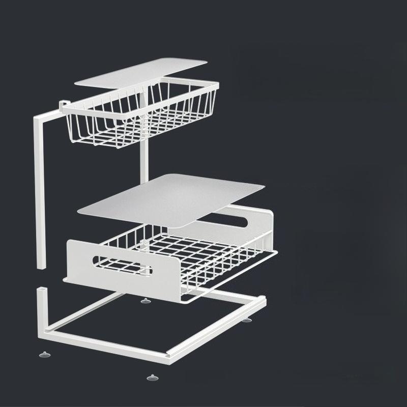 1/2pcs 2-layer sliding sink cabinet, drawer pull-out cabinet, multi-purpose sink storage seasoning rack - ample storage space