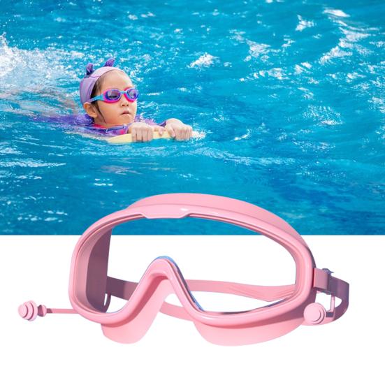 Kids Swim Goggles with Earplug Waterproof No Leakage Anti-Fog UV Protection Clear Lens 3-15 Years Old Children Silicone Goggles Scuba Diving Equipment