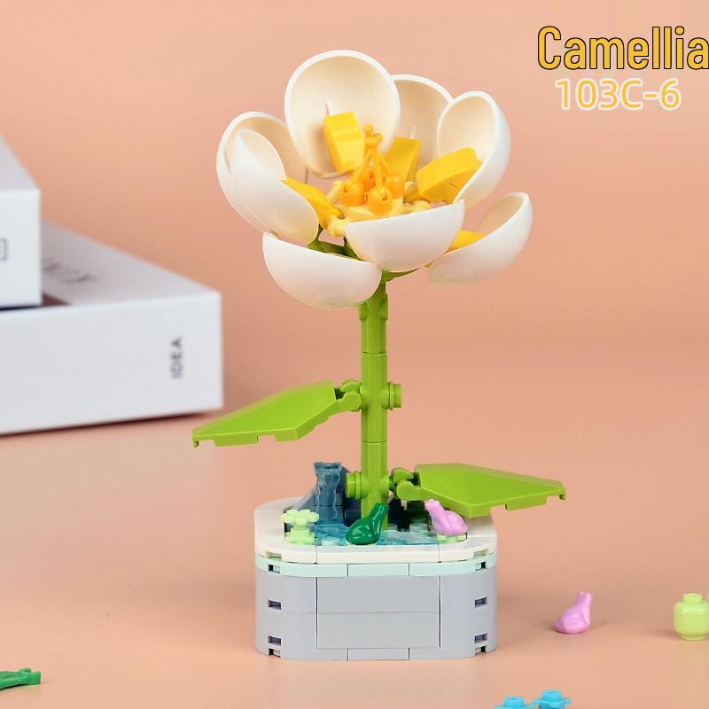 Educational Sunflower & Hibiscus Building Blocks Ornament - Teacher's Day Gift