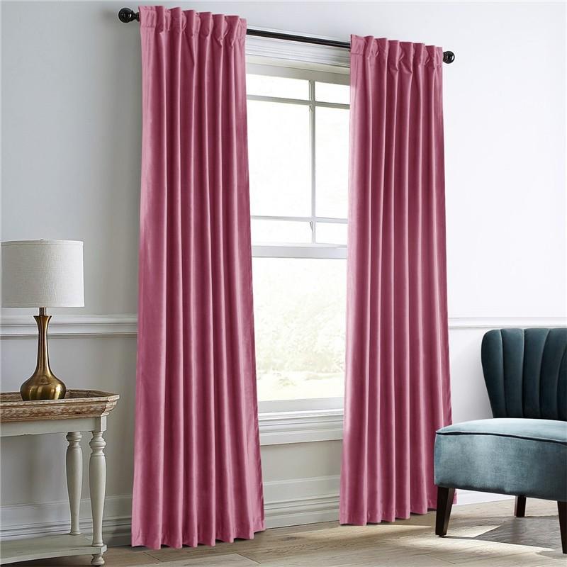 Fleece Solid Color Blackout Curtain Cloth, Living Room Bedroom Blackout Curtain Finished Multi-Color