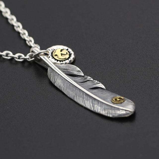 

Ювелирные изделия из стерлингового серебра S925, винтажный тайский серебряный индивидуальный кулон ручной работы с перьями орла