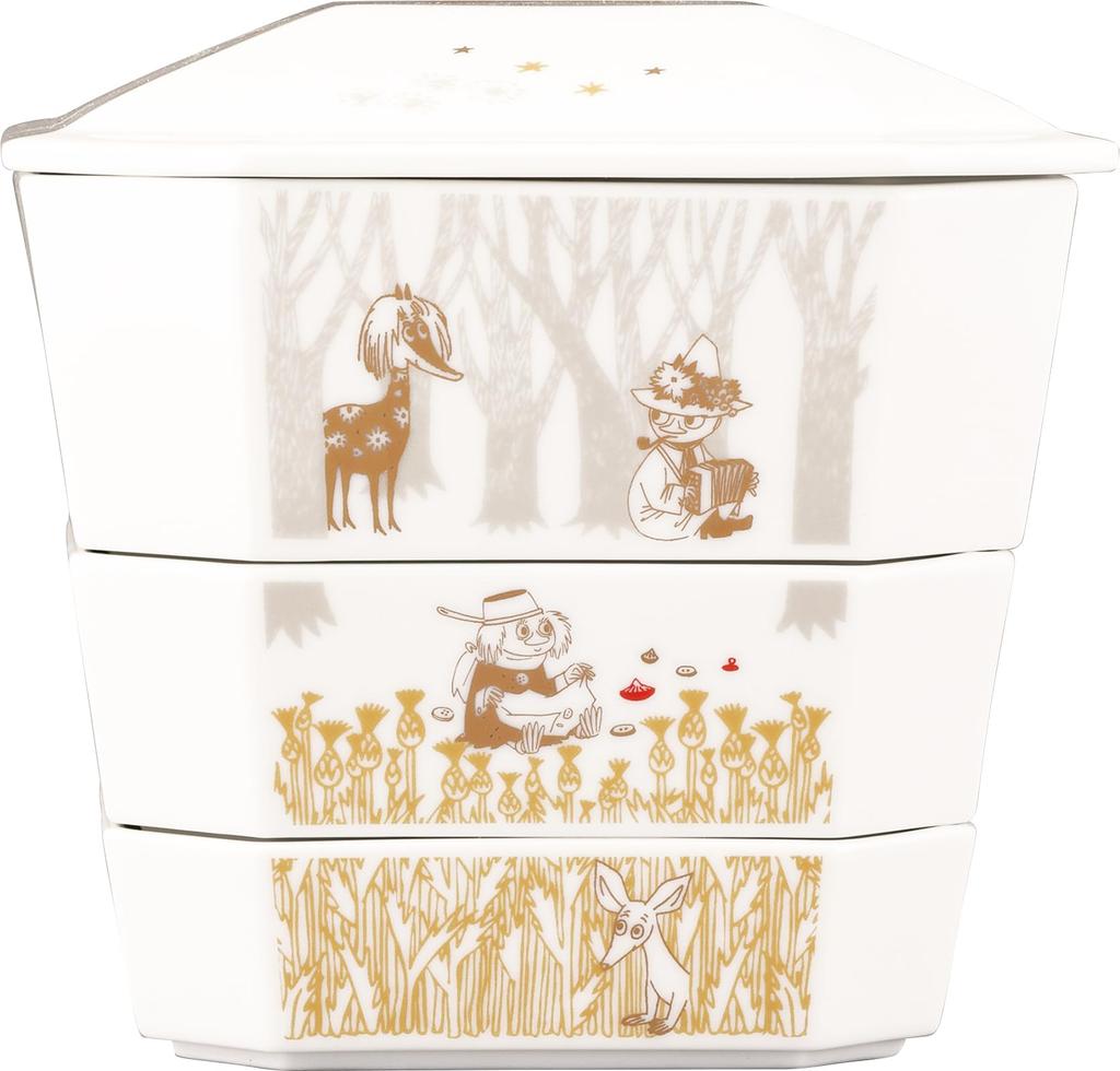 Yamaka Shoten MOOMIN Special Jubako 17 x 17 x 16 Jubako Perfect for Cherry Blossom First and Other Made in "Setsubun Day" 3-Tiered Box, Approx. cm,