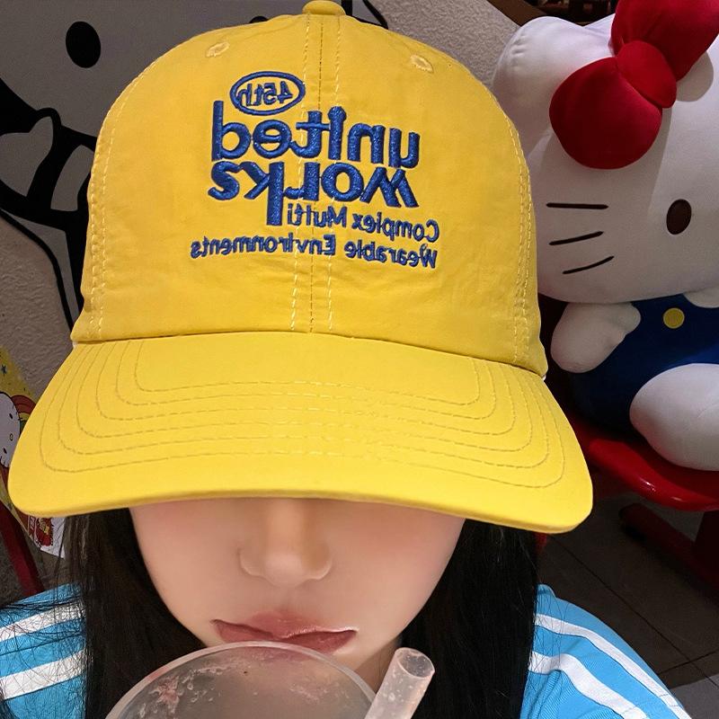 

Yellow Embroidered Stylish Baseball Hat Women With Quick Dry And Protection Uv жёлтый