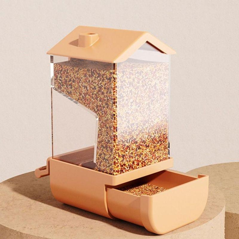 Anti-splash Parrot Automatic Feeder Anti Spill Large Capacity Bird Feed Box for Cage Hanging No Mess Birds Food Container