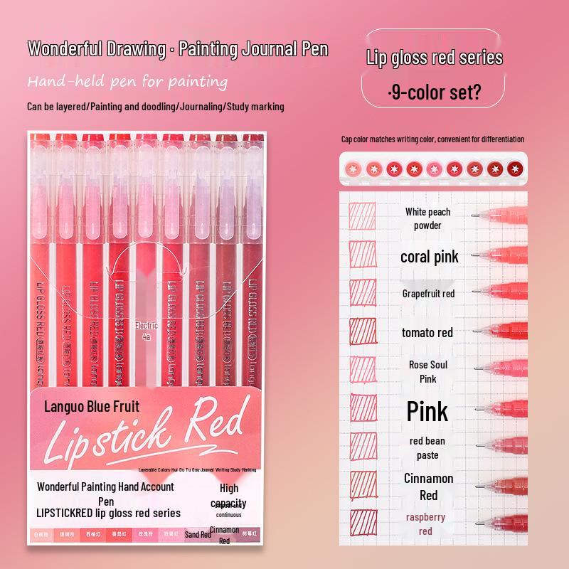 Blue Fruit Nine-Color Gel Journal Pens for Students - Doodle, Color, and Highlight with Fluorescent Markers