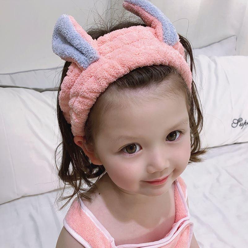 Children's Wearable Bath Towel & Headband Set - Soft, Absorbent, Lint-Free Bathrobe for Kids