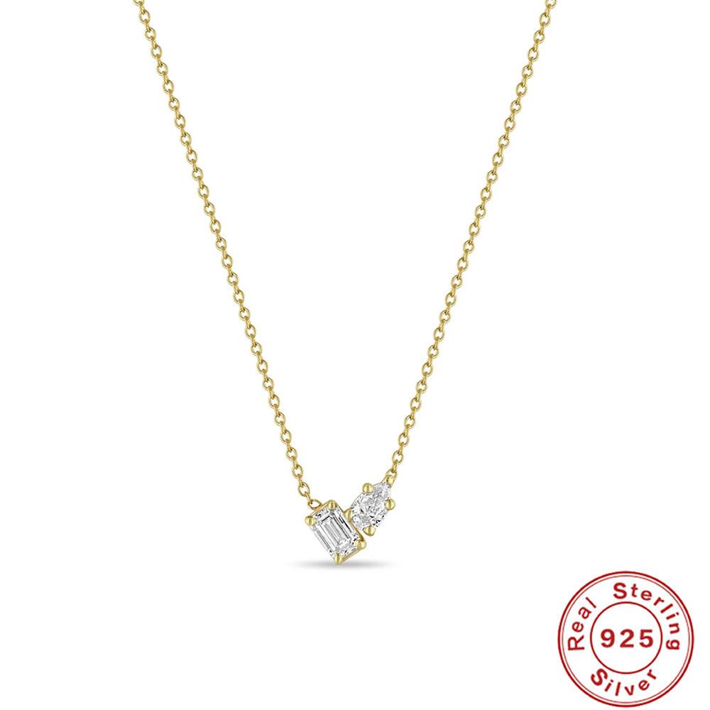 

S925 Sterling Silver Compact Exquisite Ice Crystal Pendant Geometric Diamond Temperament Daily High-End Atmospheric Necklace 925 silver золотой