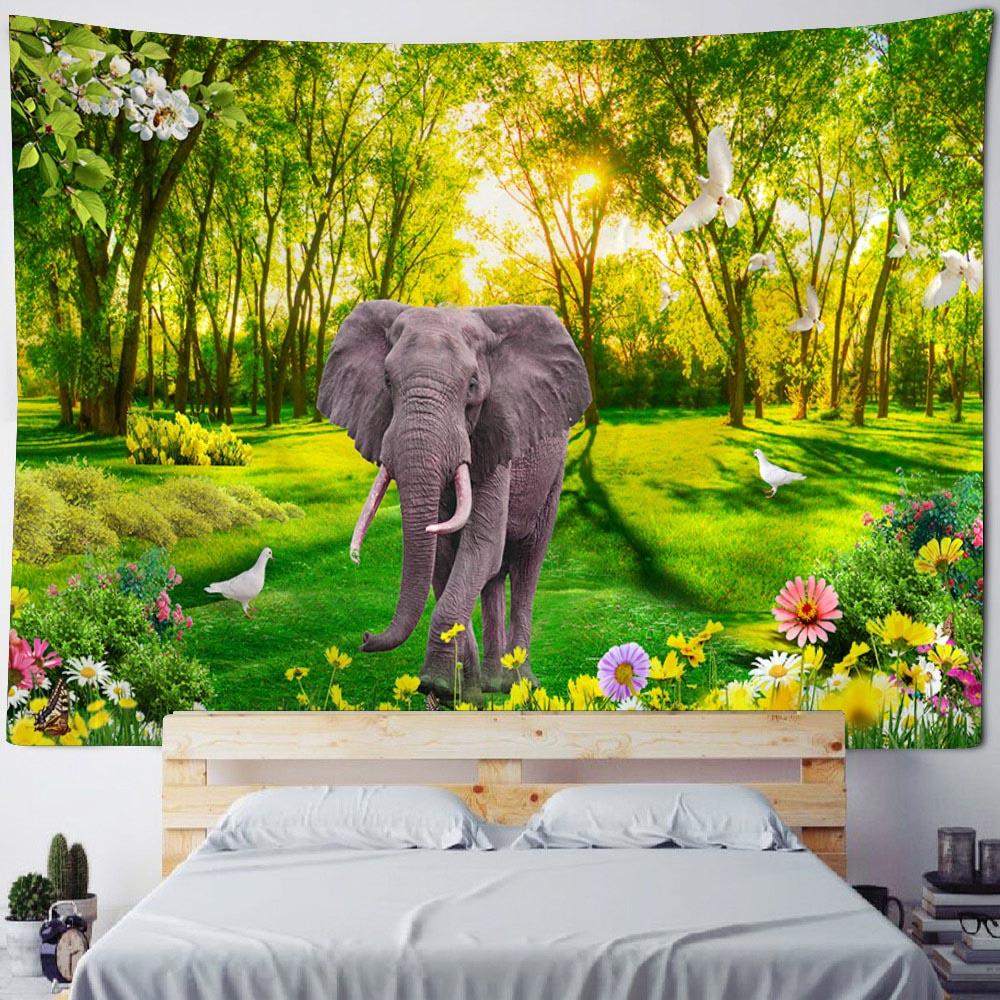 Window floral tapestry balcony green plant wall hanging art, bedroom decoration, background poster, home life, picnic mat