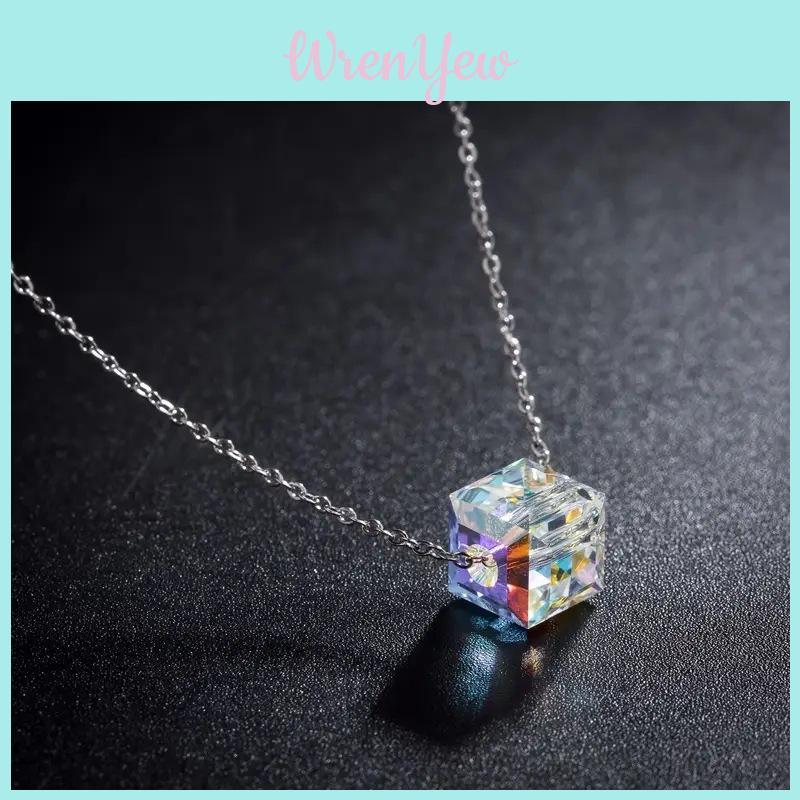 Ensemble Collier et Boucles d'Oreilles Cristal Géométrique Couleur Aurore Pour la Mode Féminine