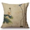 Chinese Style Vintage Ink Painting Lotus Pattern Throw Pillow Cover Classical Luxury Cushion Cover Sofa Decoration Pillowcase