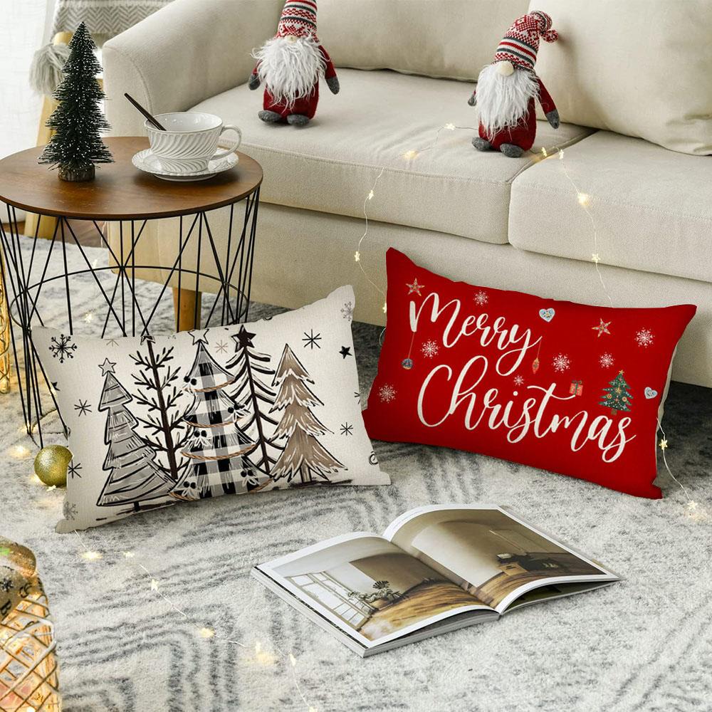 Merry Christmas Cushion Case Red Cushion Cover Throw Pillow Case Sofa Home Decorative Pillows Cover New Year Pillowcase Gift