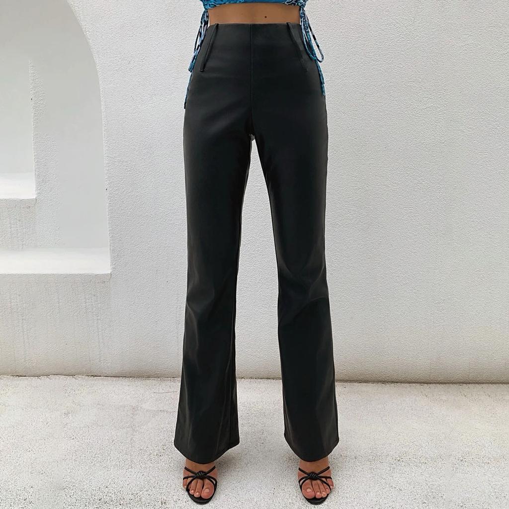 Pantaloni da donna Pantaloni alti elastici in pelle PU Pantaloni svasati  acquista in modo economico — spedizione gratuita, recensioni reali con foto  — Joom