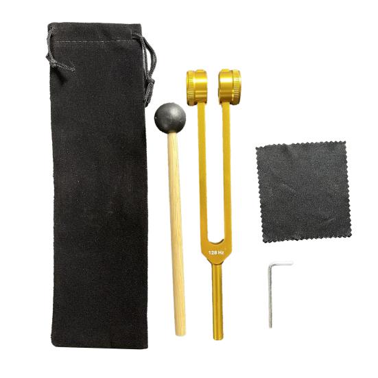 Aluminum Tuning Fork with Wooden Hanmmer Wrench Rag 128/256/512HZ Healing Instrument Tuning Fork Yoga
