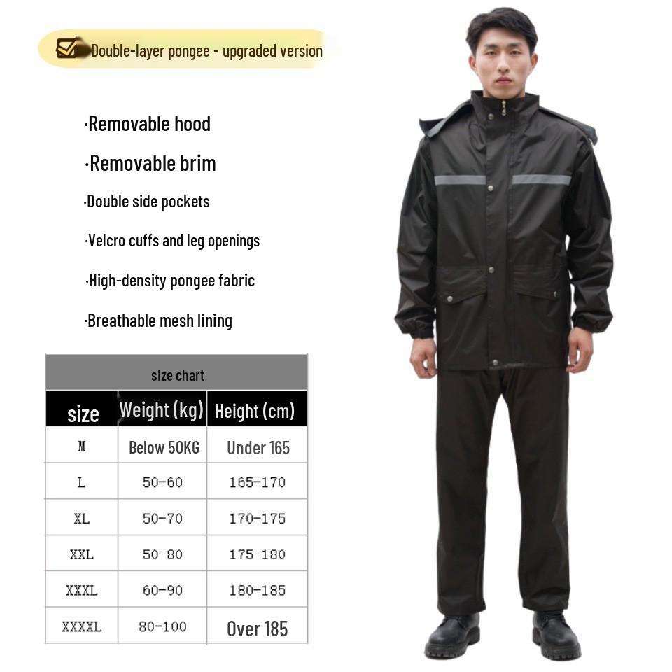 Thickened Full-Body Stormproof Raincoat and Pants - Reflective, Lengthened Set for Cycling and Riding