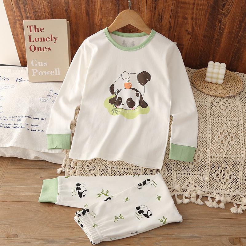 Kids' Autumn Korean Style Pajamas: Cartoon Cotton Home Wear Set for Boys and Girls