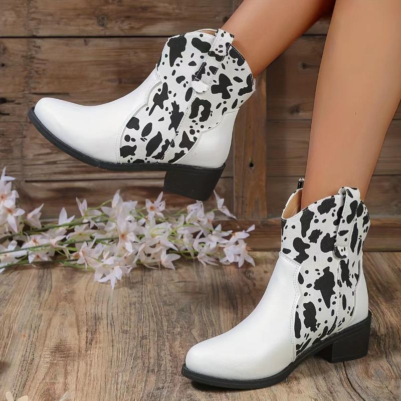 Fashion Women's Boots Retro Embroidery Cowboy Boots Luxury Thick Heels Women Shoes Pointed Toe High Quality Leather Women Ankle Boot New
